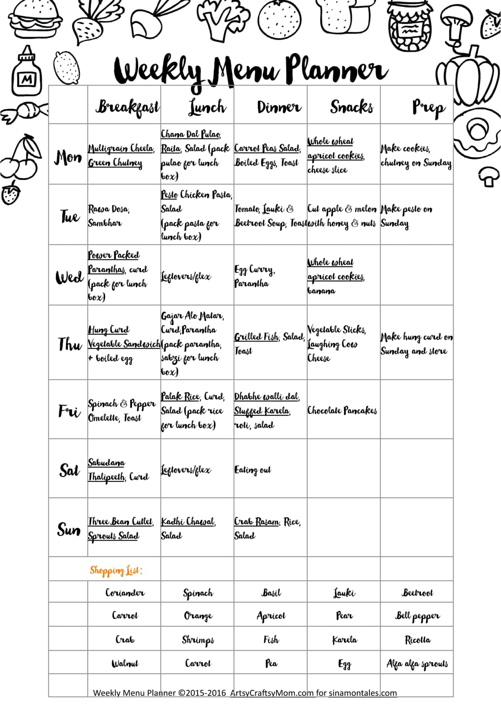 Weekly Menu : WW0316 | sinamontales